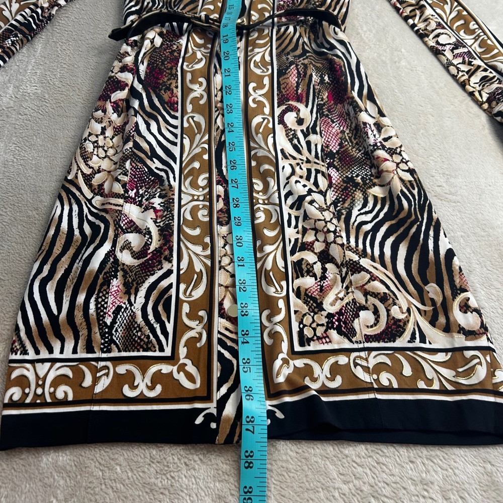 CACHE Vintage Y2K Shirt Dress Womens 4 Animal Print Zebra Snakeskin Belted Mini - Picture 5 of 7